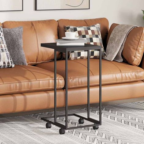 Table d'appoint avec roues-Table basse-Table Salon Noir 40x30x63,5 cm Bois d'ingénierie 812289 (1/5)