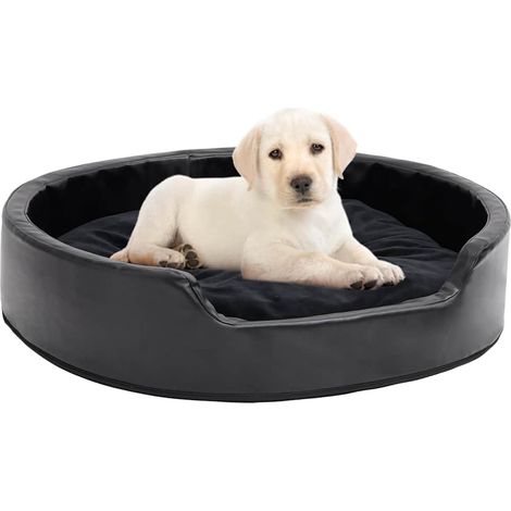 Lit pour chiens Noir 79x70x19 cm Peluche et similicuir (1/5)