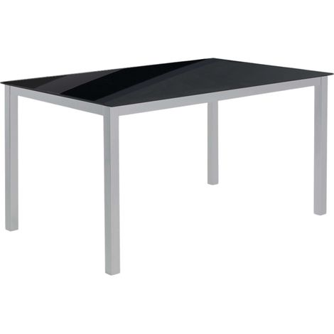 Mesa Comedor Salón Superficie Fija Cadell Cristal Negro Estructura Metal 140x190 cm (1/4)