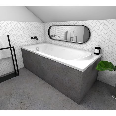 ECOLAM Baignoire rectangle acrylique Medium Polimat 190x80 cm  pieds siphon + silicone  baignoire a carreler (1/5)