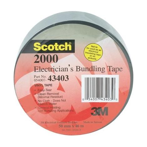 3M FE510086344 SCOTCH 2000 CINTA AMERICANA PARA ELECTRICISTAS, 51 MM X 46 M, 1 ROLLO, GRIS