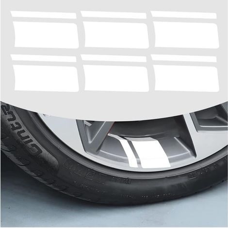 Set of 6 Reflective Stickers for Car Rims, Universal Decorative Car Reflective Stickers, Stripes Car Rim Stickers (White) (1/5)