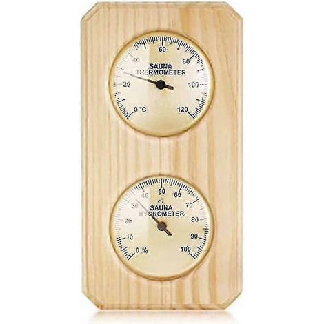 2-in-1 Thermometer und Hygrometer für Holzsaunen, misst Luftfeuchtigkeit und Temperatur, Familien-/Hotelsauna, Holzfarbe.