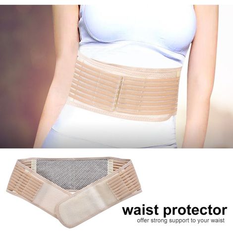 Ceinture lombaire magnétique auto-chauffante, soutien lombaire, respirante, unisexe (beige XL) (1/5)