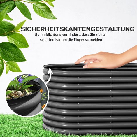 Carré potager en acier 160x80x80cm, bac à plantes empilable et modulable pour jardin, balcon, terrasse, jardinière pour légumes, fleurs et plantes, lit surélevé en métal (1/5)