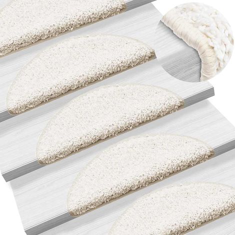 vidaXL Stair mats Rectangular 15 pcs White 56 x 17 x 3 cm