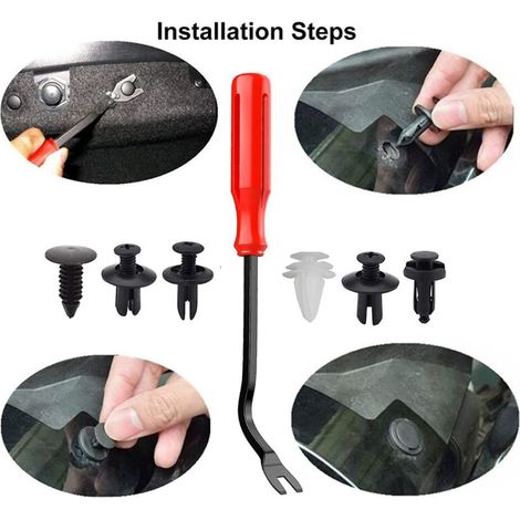 Clips à rivets universels en plastique, 100 pièces, Clips pour garde-boue en plastique, attaches pour pare-chocs de voiture, Clips à rivets (1/3)