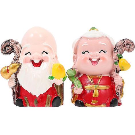 Lot de 2 statues ornementales du Dieu de la Longévité (1/3)