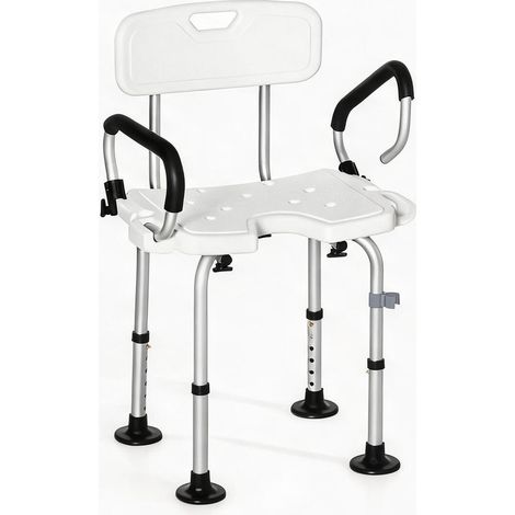 Chaise de douche pliable en aluminium hauteur réglable 6 blanco (1/5)
