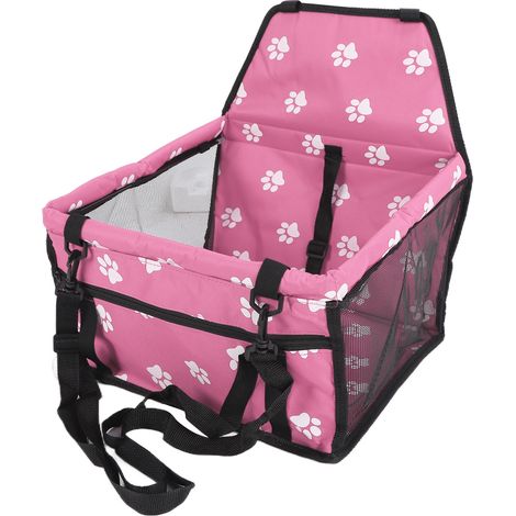 Cage de transport pour animaux de compagnie à motif pattes d'ours, lavable, avec barre de support, rose (1/5)