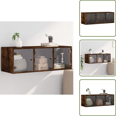 Wandmontage - vidaXL Wandschrank mit Glastüren Räuchereiche 102x37x35 cm - Stauraum