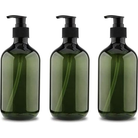 3Pcs 500ml Flacons Pompes, Bouteille de Shampooing, Distributeurs de Liquide Rechargeables Flacon Distributeur, Bouteille Vide Rechargeable de PompeBouteilles de Pompe à Savon Vides Rechargeables (1/5)