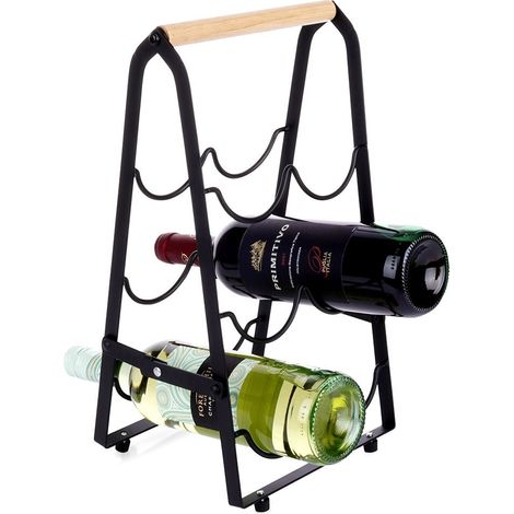 Schwarzes Weinregal aus Metall für 6 Flaschen, 21x38 cm (1/5)