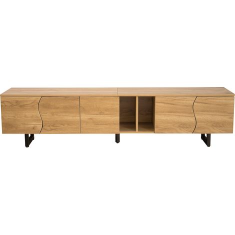 ELVMI Mobile TV con 5 Ante e Ripiani Aperti, per Soggiorno, in MDF e Pannelli di Particelle, 191 x 38 x 46.5 cm (1/4)