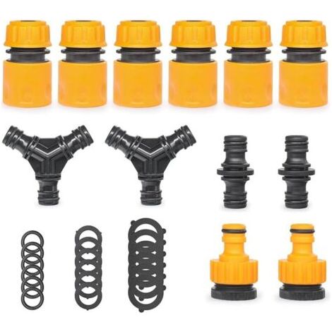 FENOPLASTICALot de 30 pièces, set de raccords de tuyau Raccords de tuyau, y compris raccord rapide de tuyau 1/2", raccord en Y, double raccord mâle, raccord de robinet universel (1/4)