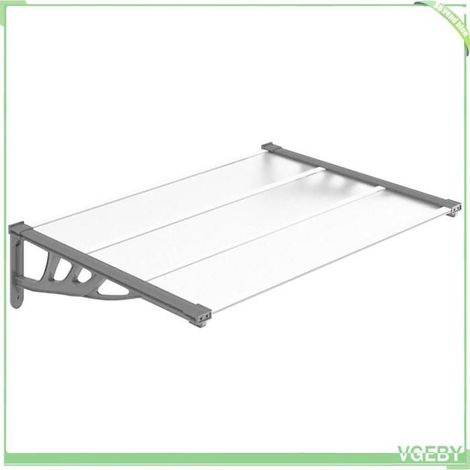 Auvent de porte - FAFEICY - 153683 - 122x90x27,5 cm - Noir/Transparent - Polycarbonate/Aluminium (1/5)
