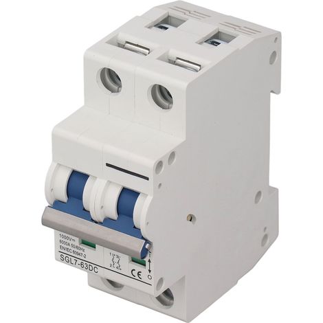 DC-Miniatur-Leistungsschalter Pa66, schnellwirkender Lichtbogenlösch-Leistungsschalter für Photovoltaikanlagen, 2-polig, 1000 V, 16 A (1/5)