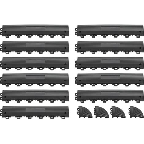 Mophorn 11-teiliges Rampenset für Garagenbodenbeläge, 31 x 6,9 cm Auffahrrampen für Klickfliesen, PP-Rampen mit 4 Eckstücken für Werkstatt- und Garagenböden, passend für Drainagematten