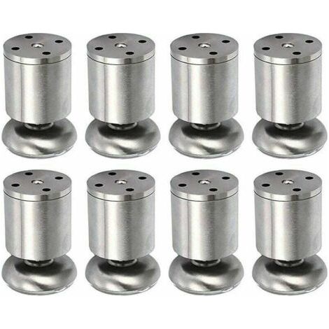 Verstellbare Möbelfüße aus Edelstahl 50 x 80 mm – Geräuscharme Gummifüße – 8er-Set für Tische und Schreibtische