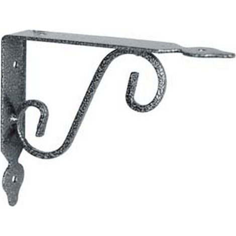10PZ MENSOLE ORNAMENTALI BRACKETS EXTRA STRONG NERO/ARGENTO mm325x30x265h. 13 x1