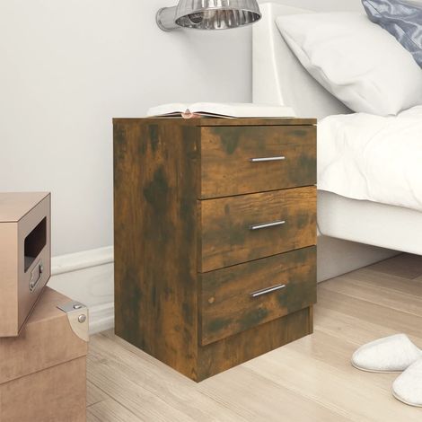 Lot de 2 Tables de chevet Table d'Appoint Industriel - Tables de Nuit Commodes Chêne fumé 38x35x56 cm Bois d'ingénierie -BV47779 (1/5)