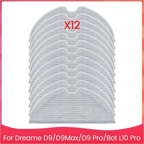 Serpillère De Rechange Pour Aspirateur Robot Dreame D9 D9Max D9 Pro Bot L10 Pro LDS - Tissu - Lot De 12 (1/5)