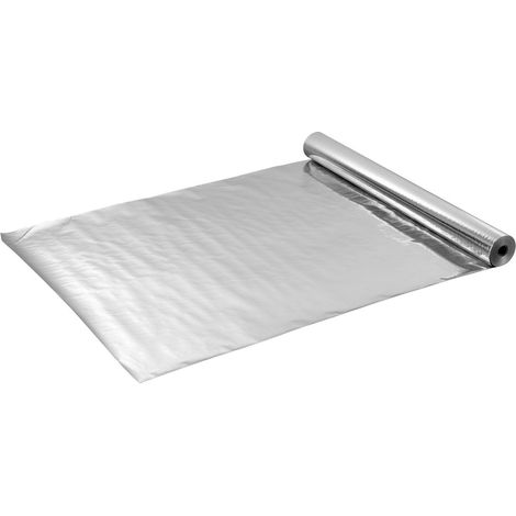 Rouleau isolant réfléchissant double face, tissu tissé perforé barrière radiante, 0,15 mm 38,1 m x 1,22 m, feuille d'aluminium double face pare-chaleur, isolant thermique pour fenêtre camping-car toit (1/5)