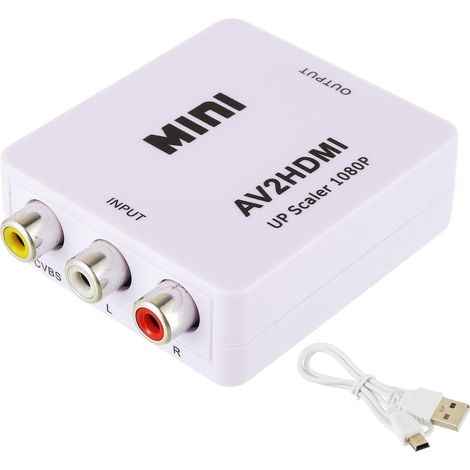 (Blanc) Adaptateur RCA vers HDMI Convertisseur AV en HDMI, 1080P Supporte PAL/NTSC RCA Composite CVBS Convertisseur Audio Vidéo avec USB Câble pour PC/Xbox/TV/STB/VHS/DVD/Wii (1/4)