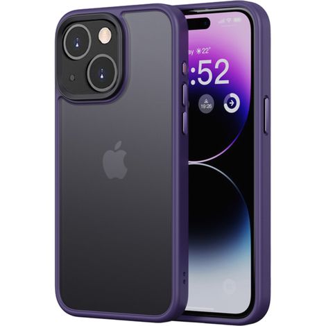 1 Coque de protection, anti-choc, bord en silicone, dos translucide, pour iPhone 15 (1/5)