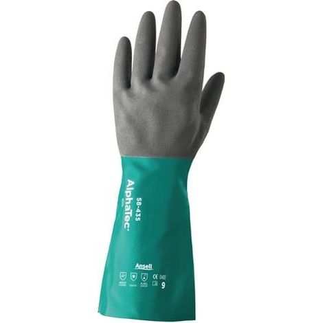guanto chimico AlphaTec 58-435 taglia 9 verde/grigio EN 388,EN 374,EN 1149 cat.III (Per 12) (1/3)