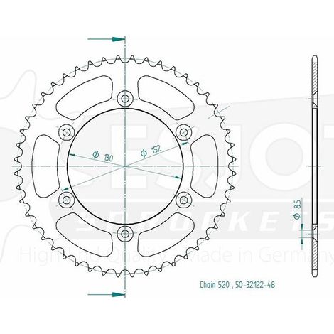 Couronne Acier Aprilia - 520 - 48 Dents - Similaire JTR706 - Made in Germany