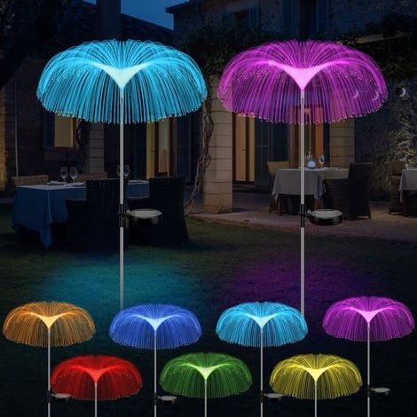 TuseRxln Luci solari da esterno, 2 pezzi Luci solari da giardino per esterni, luci decorative a LED a forma di medusa con 7 colori variabili