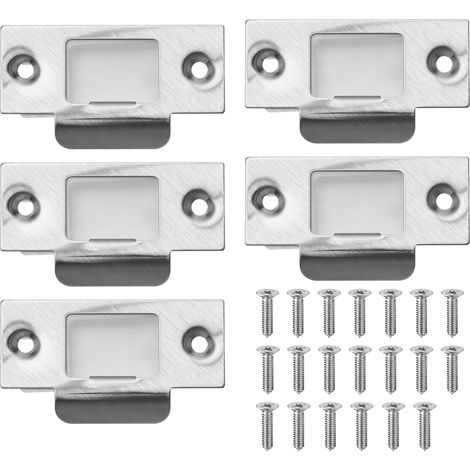 5 ensembles Gâche de Porte avec Bac à Poussière et Kit de Renforcement de Grève Sécurité en Acier Inoxydable à Vis Assorties pour (1/5)