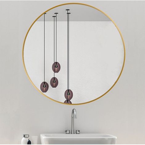 60cm Or Miroir Circulaire Miroir de Vanité avec Cadre en Alliage d'Aluminium Brossé Décoration Moderne pour Salle de Bain, Salon, Chambre à coucher (1/5)