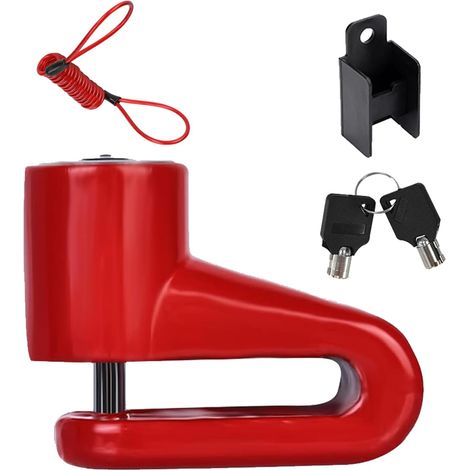Antivol de Frein à Disque,Serrure De Frein À Disque,Antivol Trottinette Electrique,Verrou de Frein à Disque,Freins Acier Antivol Disque,Verrou de Frein à Disque Scooter pour Motos,Vélos Rouge (1/5)