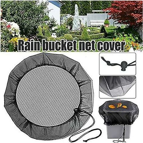 Outdoor-Regenfass-Netzabdeckung mit Kordelzug, tragbare Gartenwassertank-Garteneimer-Schutzabdeckung für Gartenrasen (1/4)