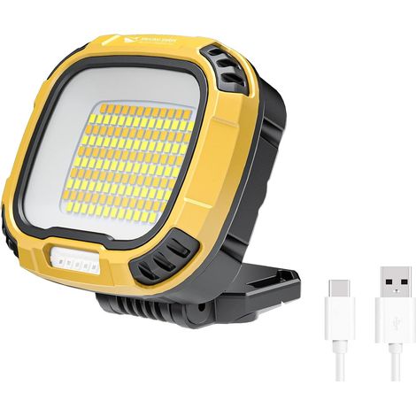 Lampe de Travail - 4000 lm - LED COB Rechargeable - Étanche IP65 - Magnétique - 14 Modes - 180° Rotatif - Pour Garage Auto Camping Réparation - 1 Pièce (1/5)