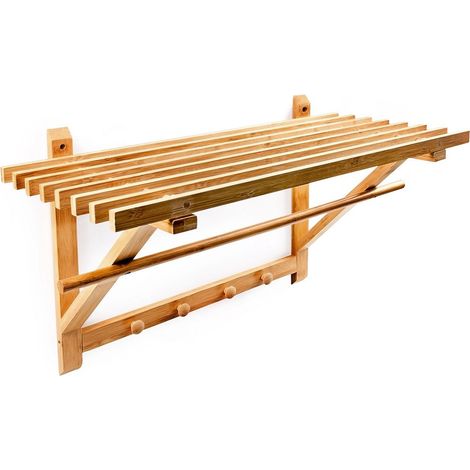Portasciugamani da bagno in bambù con ripiano 60 cm 3213077