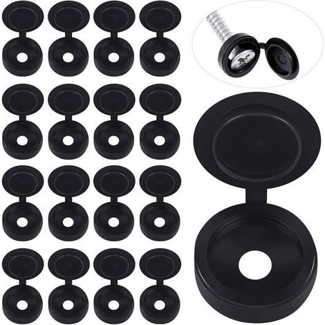 100 Pièces Cache Vis pour Meubles, Capuchons de Protection pour Boulons, Cache Trou de Perçage, Capuchons en Plastique pour Vis M3 et M4 (Noir) (1/5)