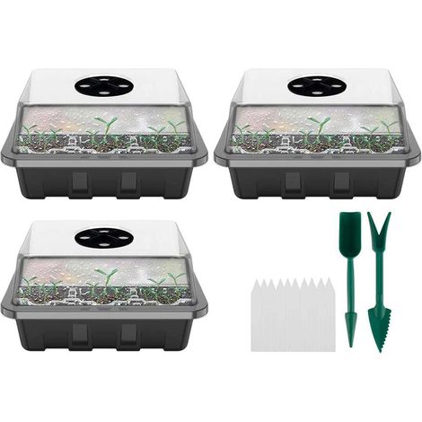 Boîte de Propagation 12 Alvéoles avec Couvercle et Ventilation - Serre d'Intérieur Mini pour Semis