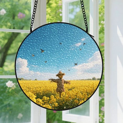 Suspension en vitrail, attrape-soleil coloré artistique, décoration fenêtre jardin, cadeau Noël, Anniversaire pour femme, homme, famille 9cm (1/5)