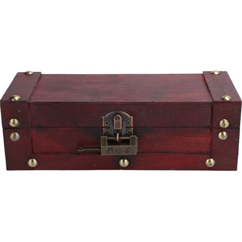 Boîte de Rangement Vintage Style Chinois pour Bijoux et Ornements, Coffre à Trésor Rétro6702‑GK Rouge (1/5)
