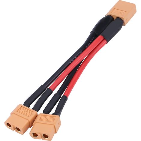 Connecteur parallèle XT60 pour batterie RC Lipo, adaptateur 1 mâle vers 2 femelles, câble 14AWG (1/5)