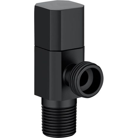 Valvola di arresto angolare, valvola quadrata in ottone nero, rubinetto di arresto per bagno e cucina - 1 pz (nero) (1/4)