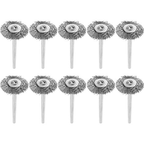 10Pcs 22mm Mini Stainless Steel Wire Brush Polishing Wheel for Grinder Rotary Tool (1/5)