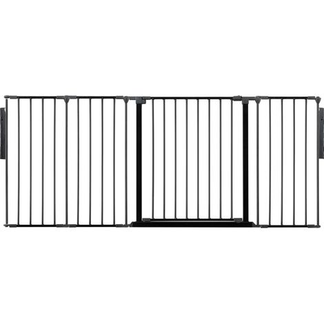 Safetots Premium Multi Panel Room Divider, up to 181cm Wide, Black, 70cm Tall, Flexible Barrier with Door for Baby and Toddler