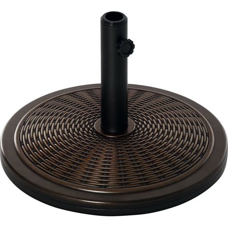 Base per ombrellone in cemento e plastica effetto rattan, peso 14 kg, diametro 48x34 cm – Bronzo.