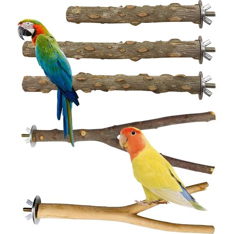 Wooden Bird Perches for and Parrots Natural Grape Branch Toy Cockatoo (Wood Color, S) (1/5)