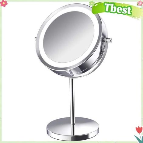 Tbest miroir grossissant 5X Miroir de maquillage grossissant avec lumière LED, parfum palette Rechargeable à intensité (1/5)
