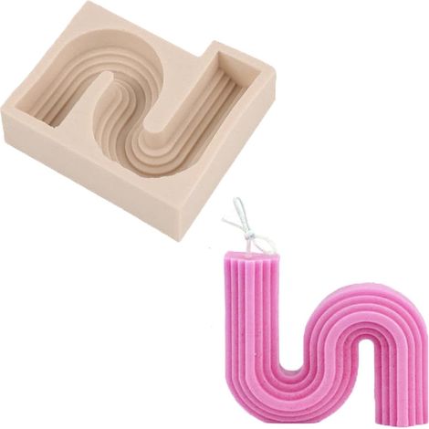 Geometrische S-förmige Kerzenform, kreative Linienwelle, Silikon M